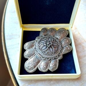 Ottoman Antique Silver Handmade Filigree Belt Buckle - Greek or Turkish
